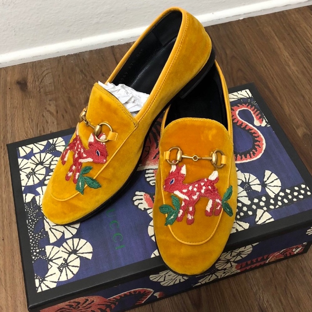 Gucci Jordaan Loafers deer embroidery Us 7.5